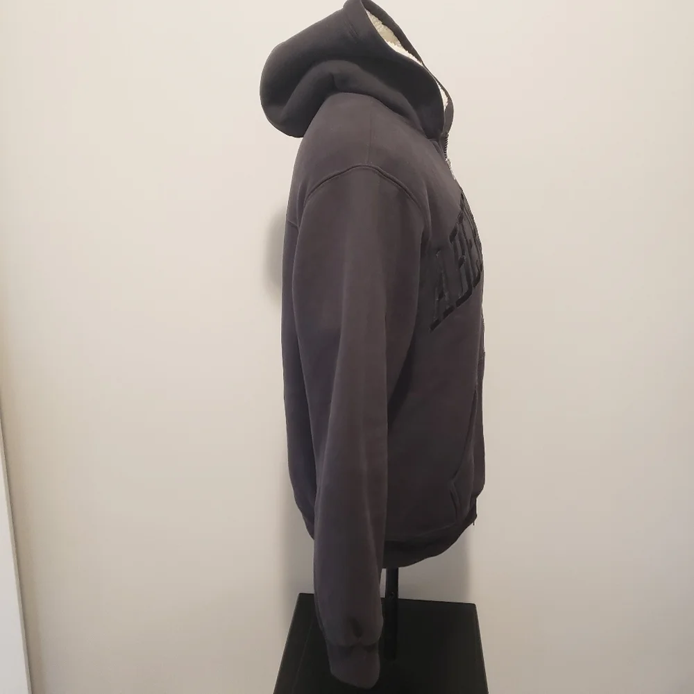 Abercrombie & Fitch Y2K Men's Sherpa Lined Full Zip Gray Hooded Jacket Size M. - Picture 5 of 10